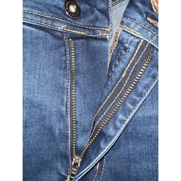 John Mark Raw Hem Crop Jeans Size 14 High Rise Stretch Blue Distressed Denim - Picture 7 of 14